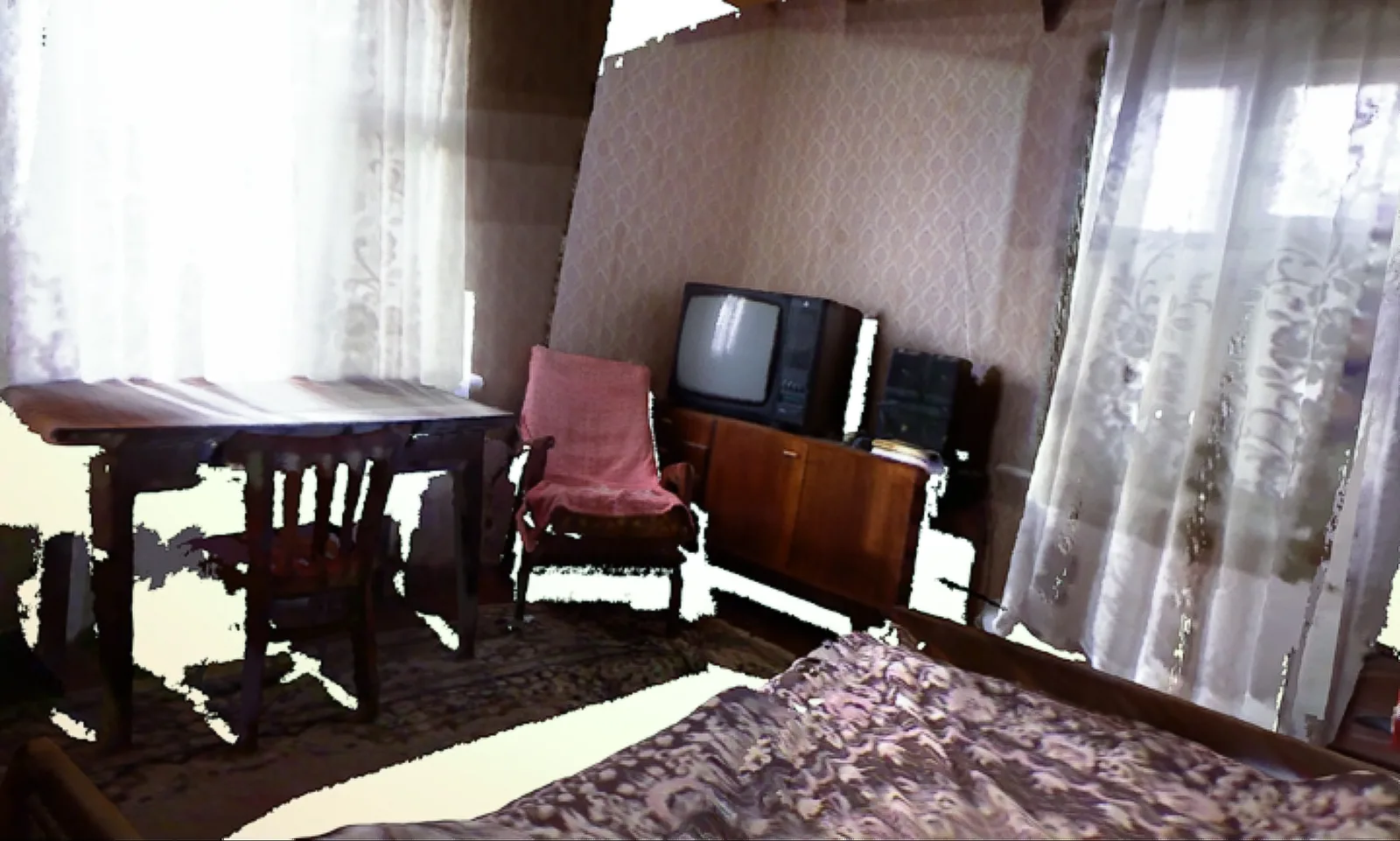 A closer view of the partially scanned room