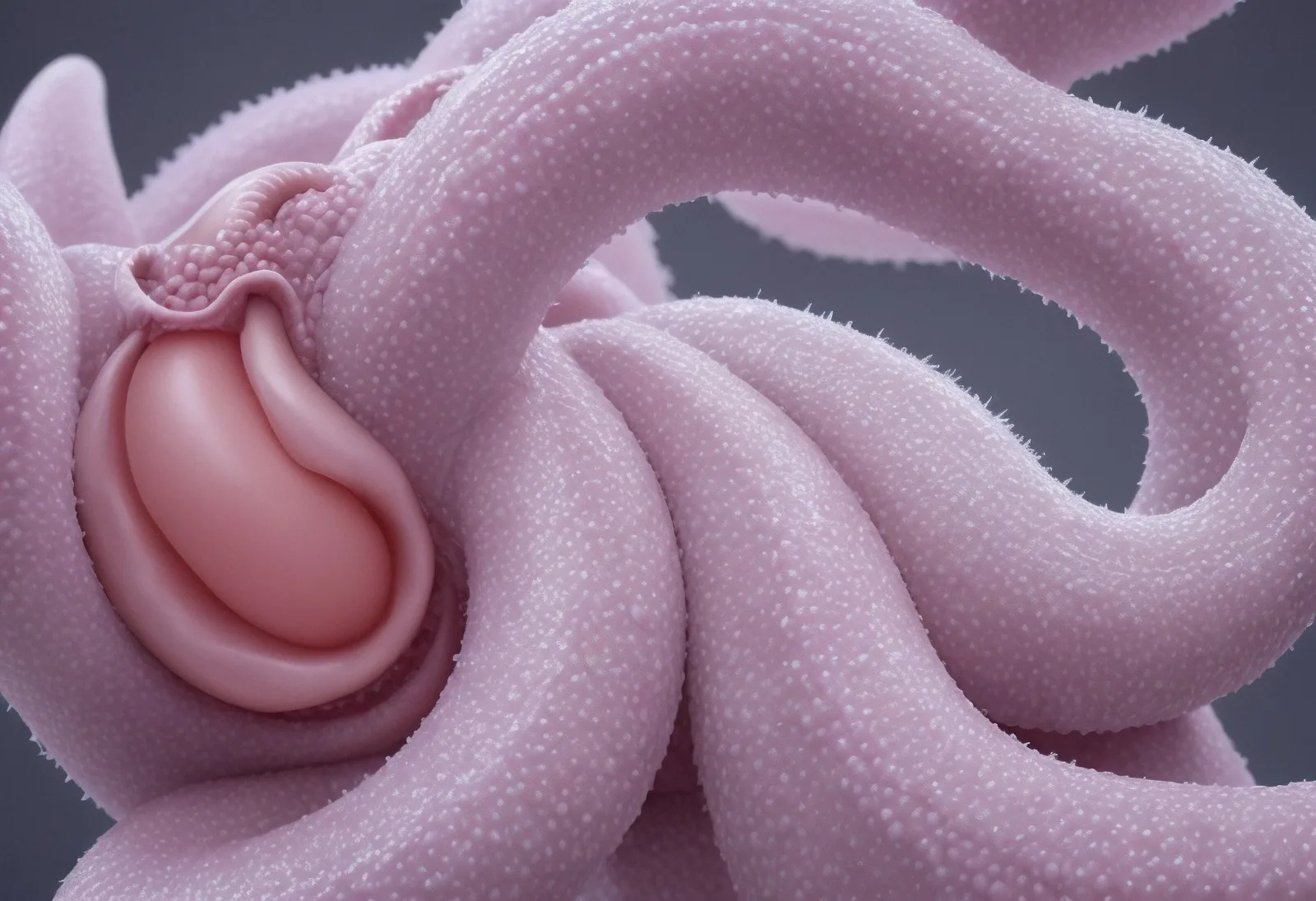 Pale pink textured loops with a smooth enclosed form.